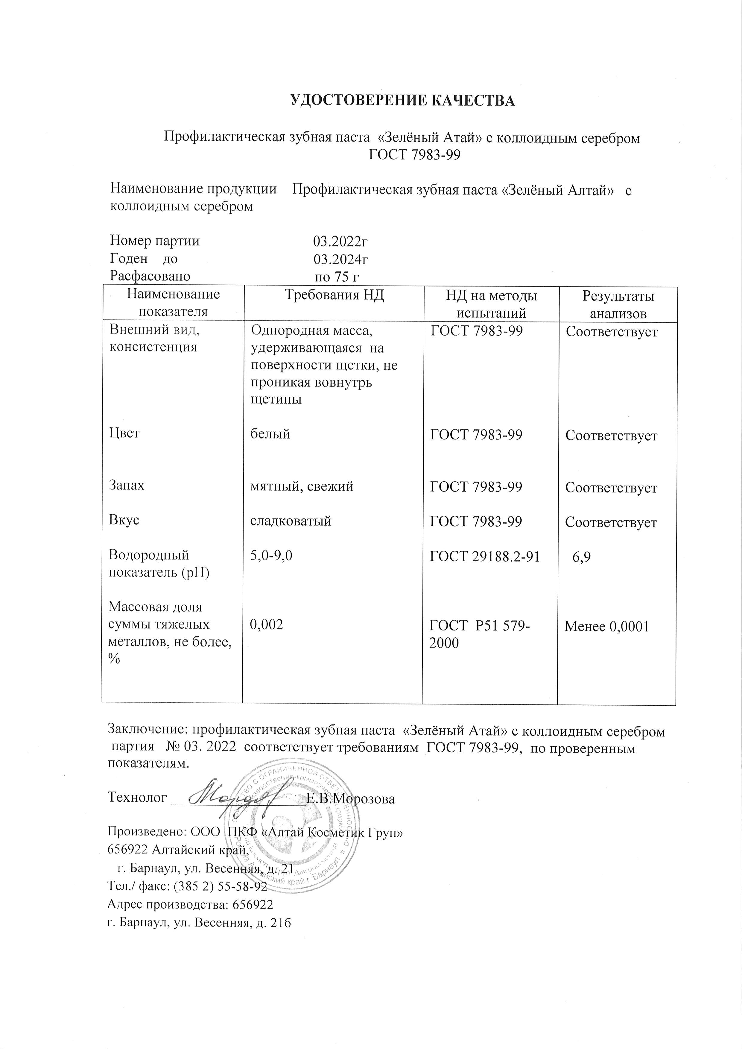Паспорт №032022